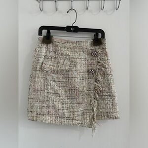 Zara tweed mini wrap skirt